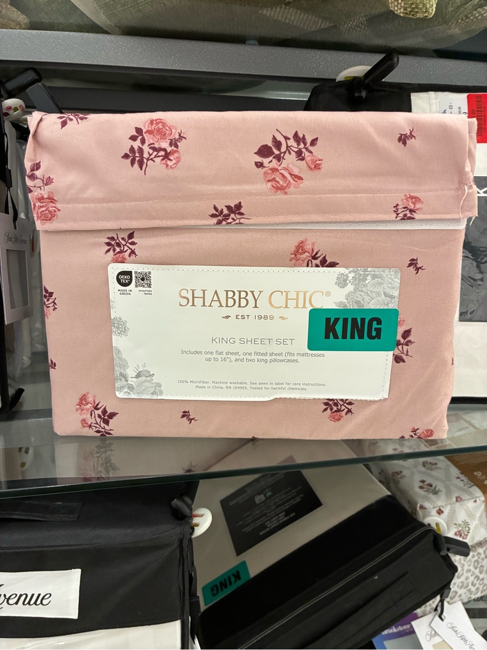 Shabby Chic Pink Floral King Sheet Set